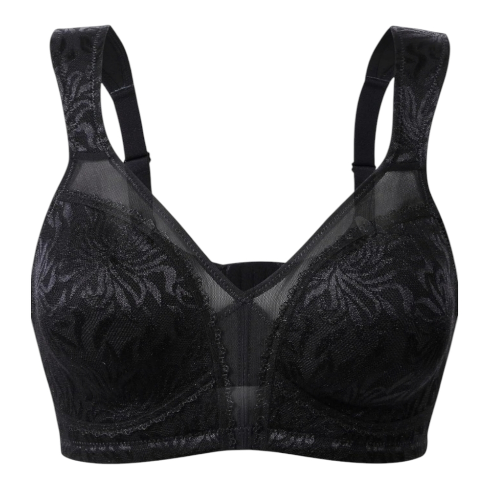 NWOT Wingslove Wireless Minimizer Non-Padded Soft Full Figure Black Bra Size 42G